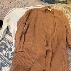 LOFT Black and Tan Cowl Neck Sweater Duo